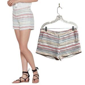 Joie 100% Linen Merci Boho Striped Multicolor Shorts Size‎ 6